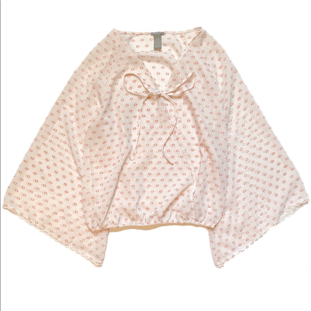 {Charlotte Russe} Boho Bell Sleeve Front Tie Top